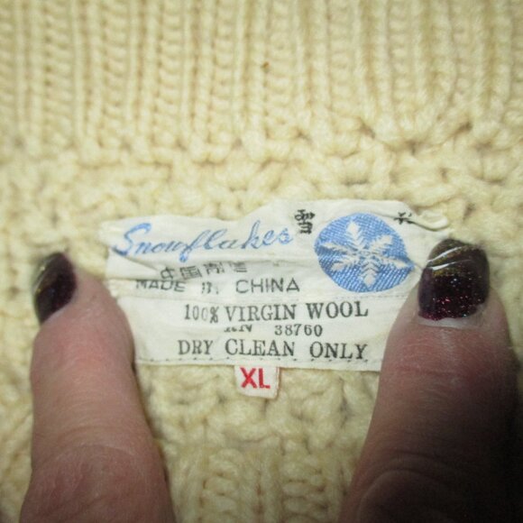 Sweater "Snowflakes” Scoop Neck Pull Over Sweater XL Cream - Picture 6 of 12